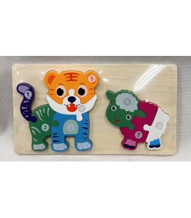DREWNIANA UKŁADANKA PUZZLE ZWIERZĘTA – ZABAWKA EDUKACYJNA DLA DZIECI(22,5*13CM)- CENA:5,5