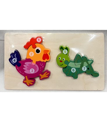 DREWNIANA UKŁADANKA PUZZLE ZWIERZĘTA – ZABAWKA EDUKACYJNA DLA DZIECI(22,5*13CM)- CENA:5,5