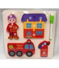 ZESTAW EDUKACYJNY: PUZZLE DREWNIANE I TABLICA DO RYSOWANIA DLA DZIECI(22,5*22,5*1,1CM)-CENA:8,5
