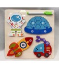 ZESTAW EDUKACYJNY: PUZZLE DREWNIANE I TABLICA DO RYSOWANIA DLA DZIECI(22,5*22,5*1,1CM)-CENA:8,5