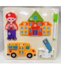 ZESTAW EDUKACYJNY: PUZZLE DREWNIANE I TABLICA DO RYSOWANIA DLA DZIECI(22,5*22,5*1,1CM)-CENA:8,5