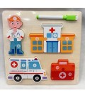 ZESTAW EDUKACYJNY: PUZZLE DREWNIANE I TABLICA DO RYSOWANIA DLA DZIECI(22,5*22,5*1,1CM)-CENA:8,5