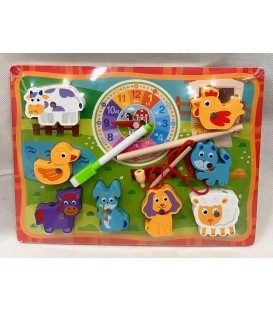 EDUKACJA POPRZEZ ZABAWĘ: NAUKA ZEGARA, ROZWIJANIE ZDOLNOŚCI MANUALNYCH I KREATYWNOŚCI DZIECKA.(30*22,5*1,8CM)-CENA:12,5