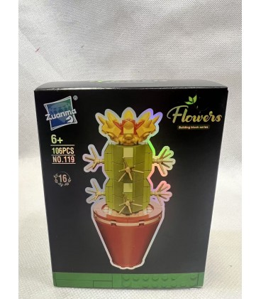 Kaktus z Żółtym Kwiatem z Klocków (10*6*13CM)- Cena:6.9