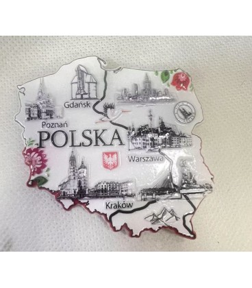 CENA:3 - MAGNES CERAMIKA MAPA WARSZAWA (9*6,5*0,5 CM)